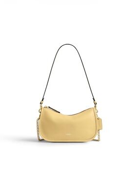 Coach Waverly shoulder bag in vanilla Pebbled Leather with 2 straps + Chain Trim